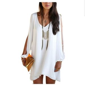 White Vneck Dress